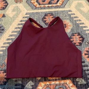 girlfriend collective Wine High-Neck Crop  Top size M